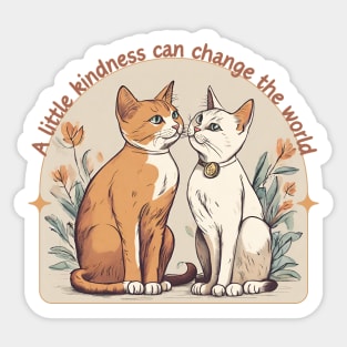 A little kindness can change the world-Boho Cat Motivational Sticker